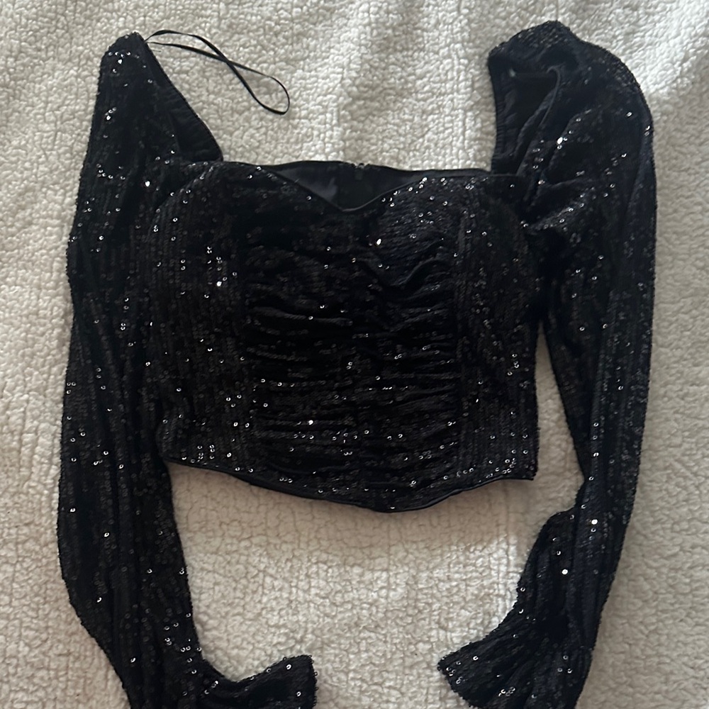 Windsor Black Sequin Crop Top